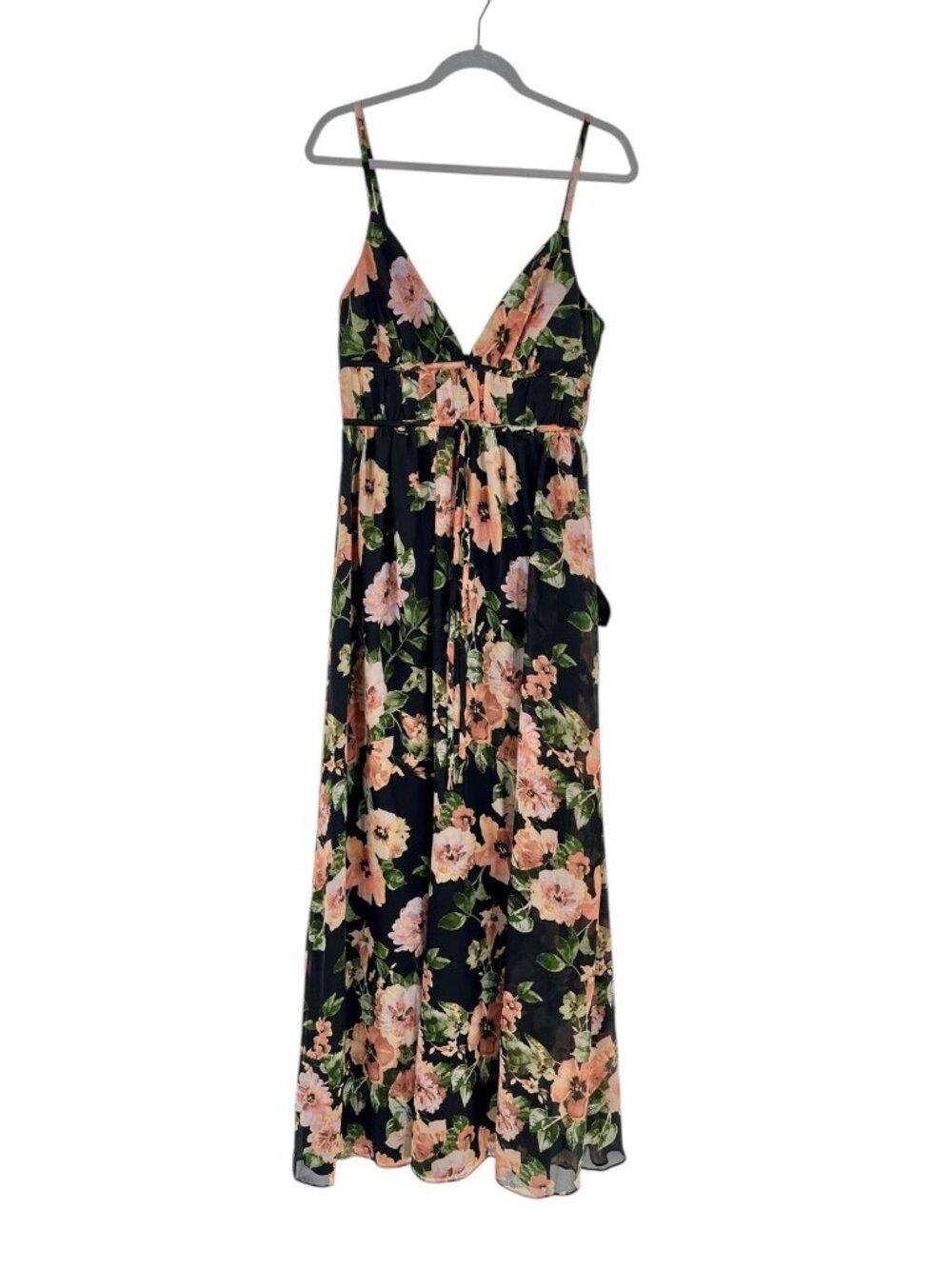 LULUS Women's Black Floral Gorgeous Moments Maxi Dress NWT Medium - Picture 2 of 9
